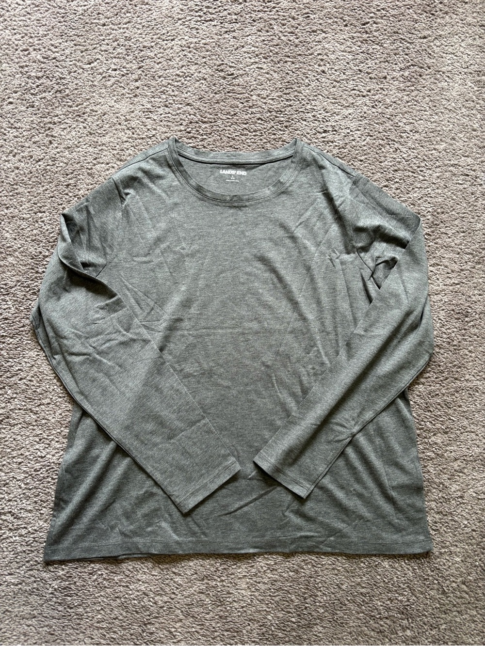 Lands' End Women's Long Sleeve Top - Large (14-16) - Gray